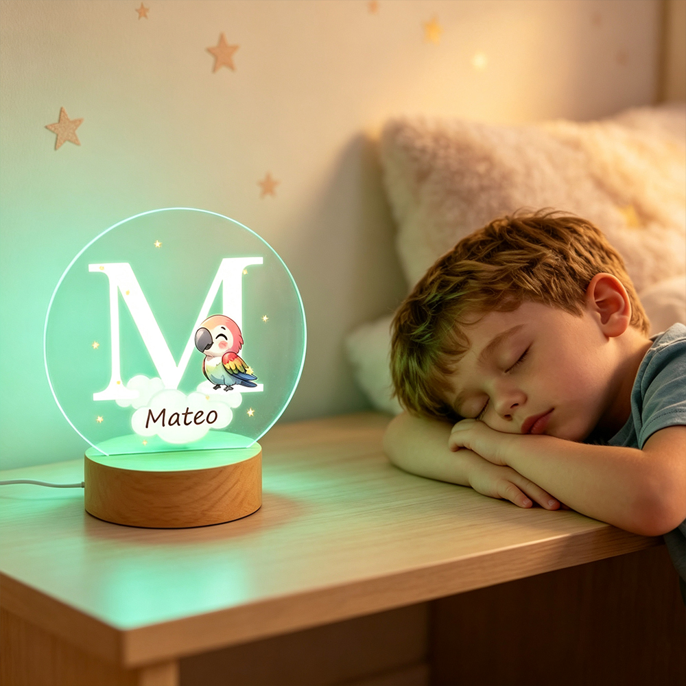 Personalized Animal LED Night Light with Name, Custom Acrylic Bedside Lamp for Kids Room, Cute Nursery Decor Birthday Gift for Children