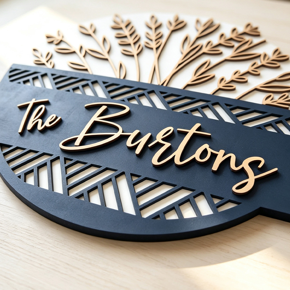 Personalized Family Name Sign – Custom Wooden Door Decor with Last Name, Rustic Home Welcome Sign