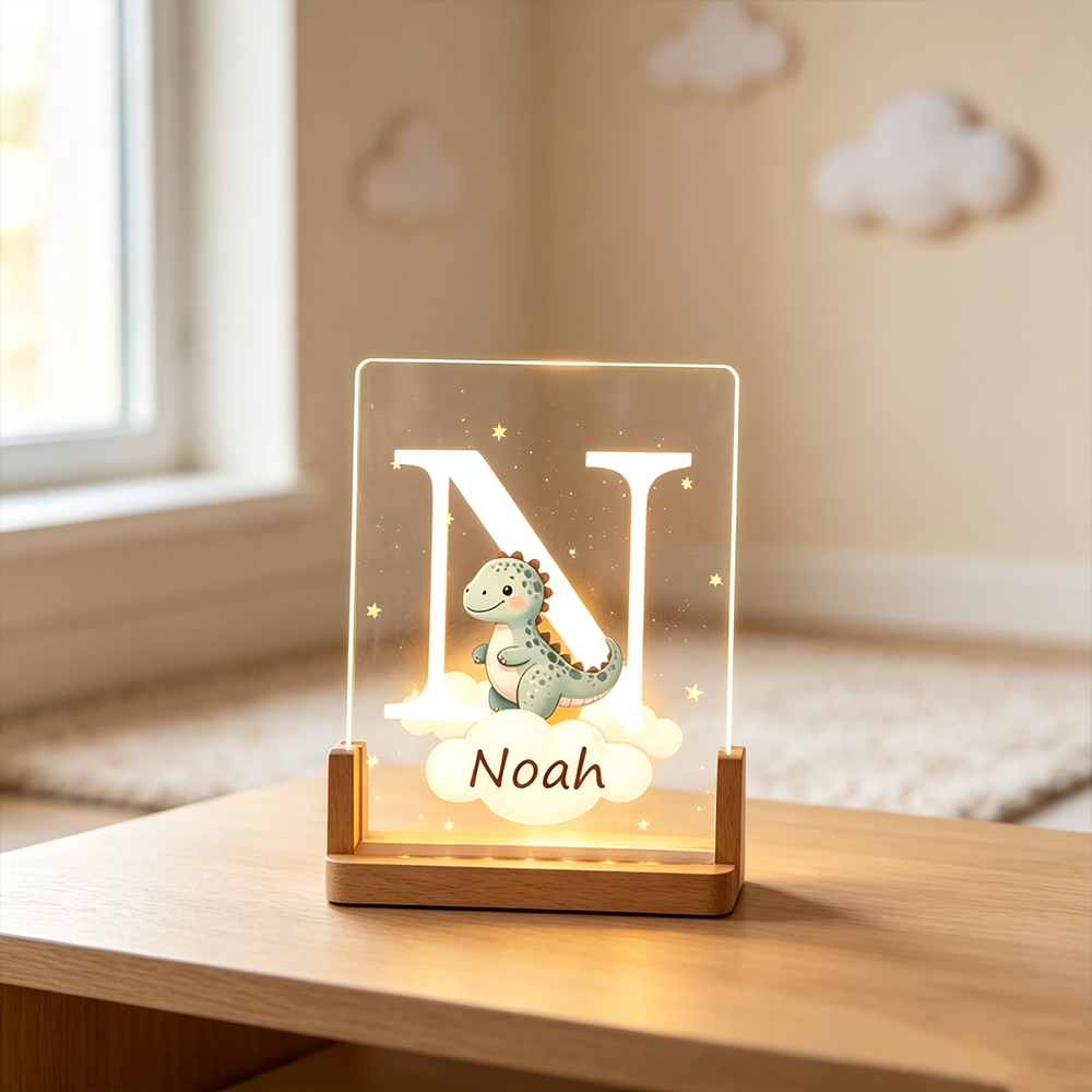 Personalized Animal LED Night Light with Name, Custom Acrylic Bedside Lamp for Kids Room, Cute Nursery Decor Birthday Gift for Children