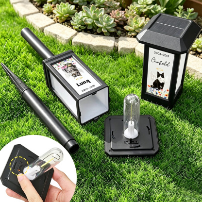 Personalized Pet Memorial Solar Garden Light with Photo, Name & Date, Rainbow Angel Wing Outdoor Garden Decor, Sympathy Gift for Pet Loss