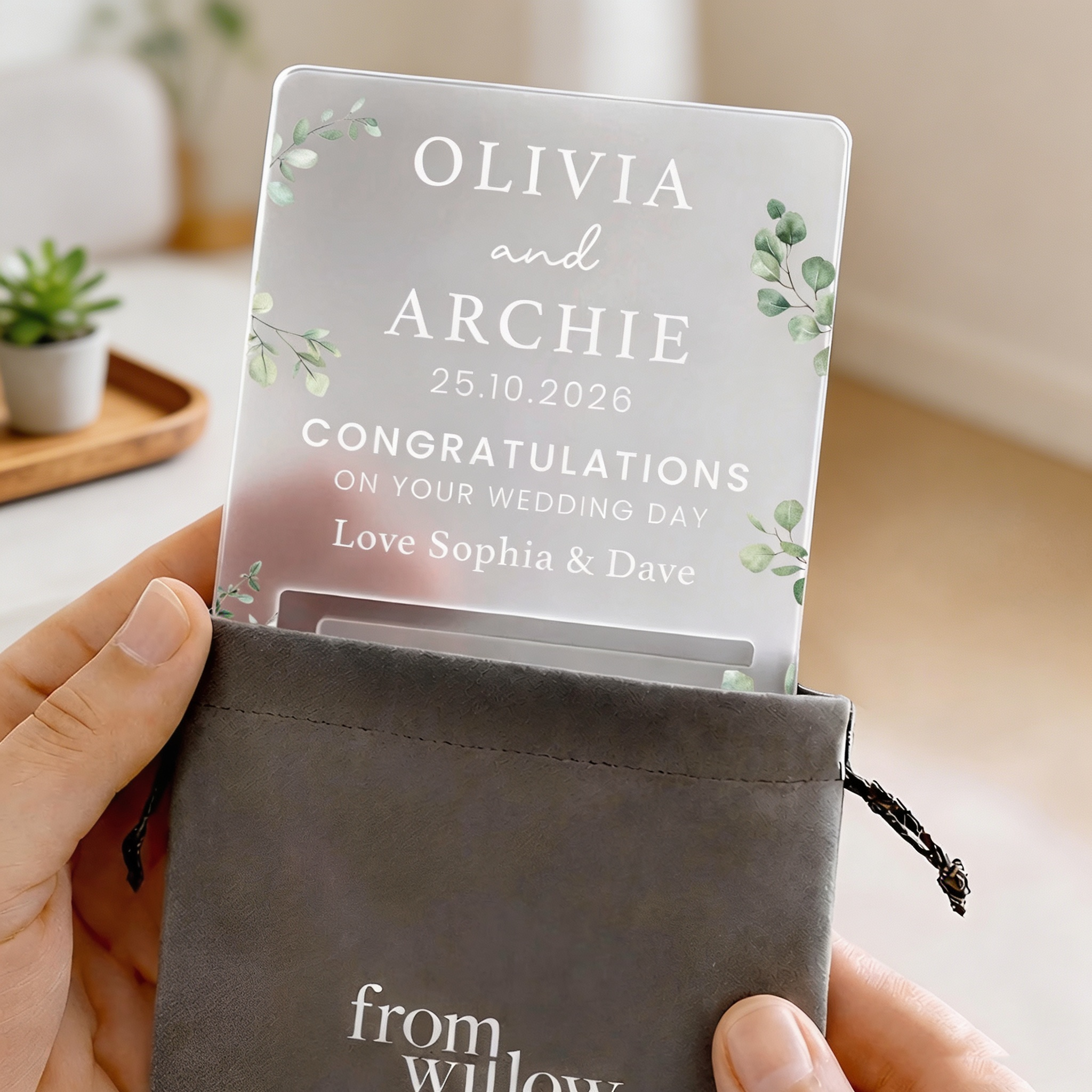 Personalized Wedding Cash Holder – Custom Bride & Groom Money Gift Keepsake for Newlyweds