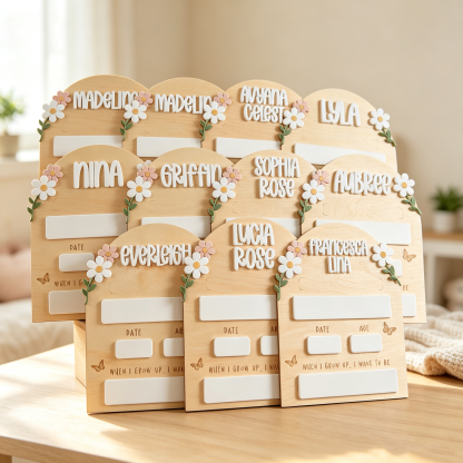 Personalized First Day of School Sign – Reusable Wooden Back to School Photo Prop with Name & Last Day Milestone