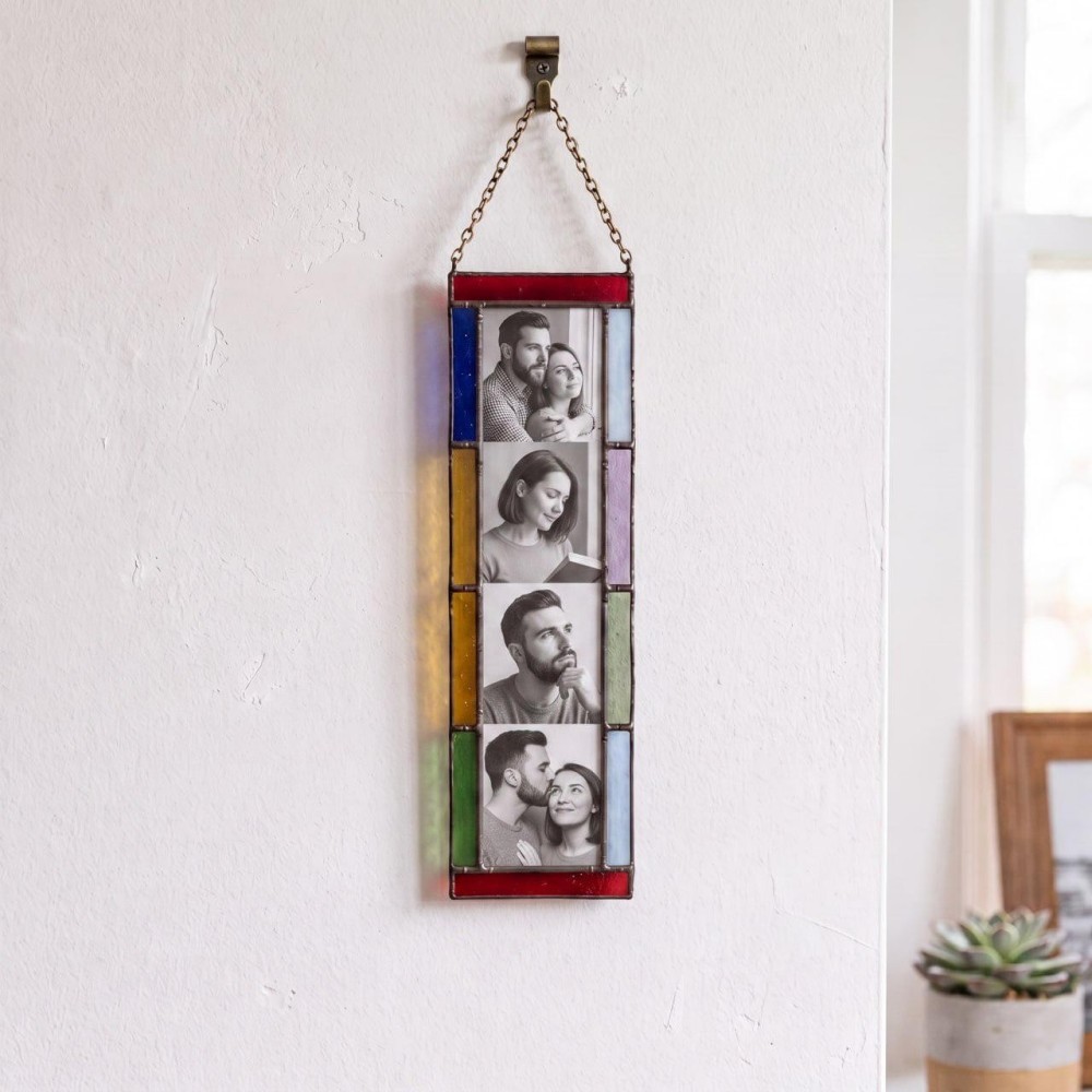 Personalized Stained Glass Photo Strip Frame Hanging Photo Decor