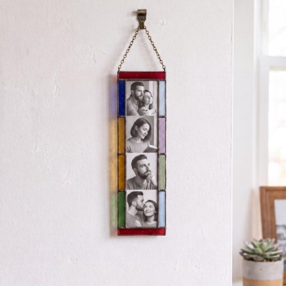 Personalized Stained Glass Photo Strip Frame Hanging Photo Decor