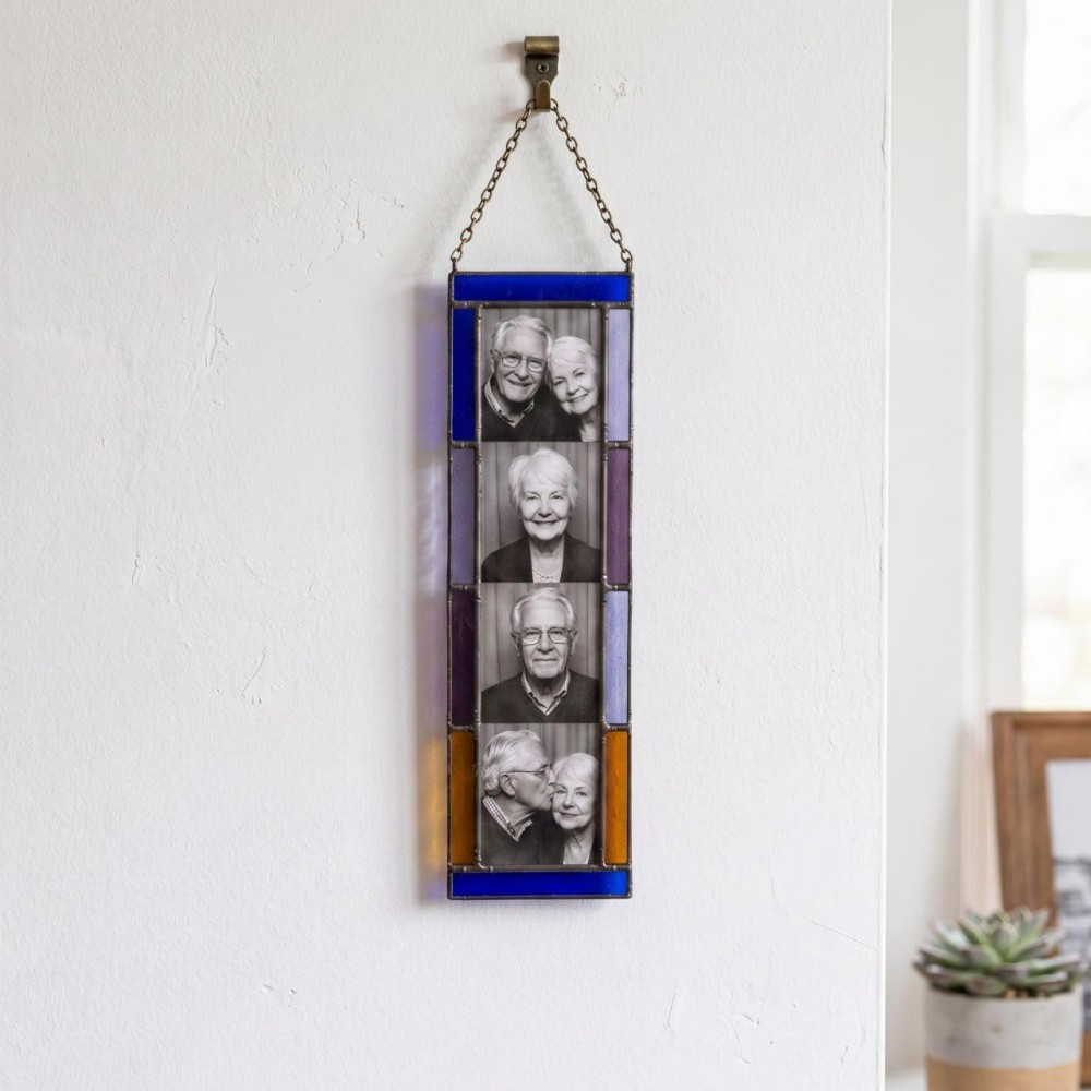 Personalized Stained Glass Photo Strip Frame Hanging Photo Decor