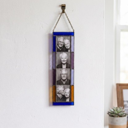 Personalized Stained Glass Photo Strip Frame Hanging Photo Decor