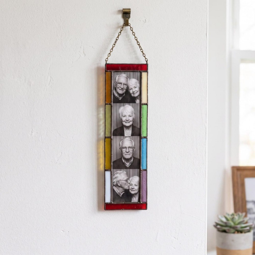 Personalized Stained Glass Photo Strip Frame Hanging Photo Decor