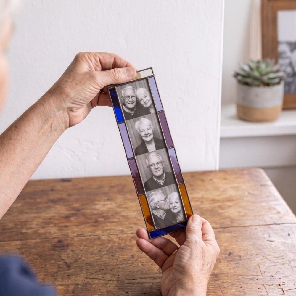 Personalized Stained Glass Photo Strip Frame Hanging Photo Decor