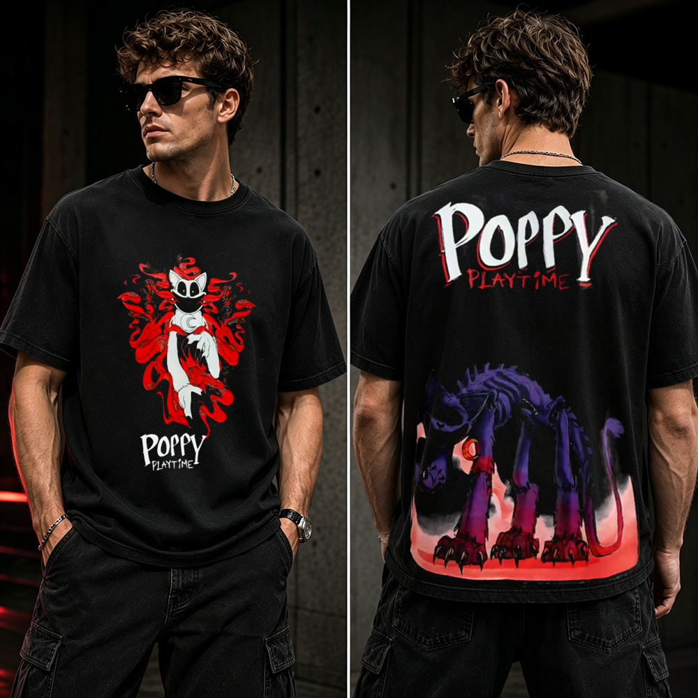 Poppy Playtime Nightmare Beast Graphic T-Shirt – Horror Gaming Oversized Tee