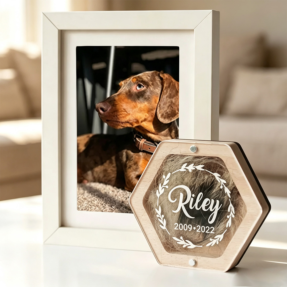 Personalized Pet Memorial Keepsake Box, Custom Dog Cat Hair Memorial Box, Pet Loss Gift, Wooden Memory Box with Name & Date
