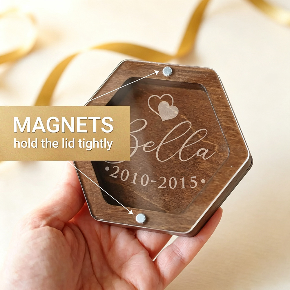 Personalized Pet Memorial Keepsake Box, Custom Dog Cat Hair Memorial Box, Pet Loss Gift, Wooden Memory Box with Name & Date