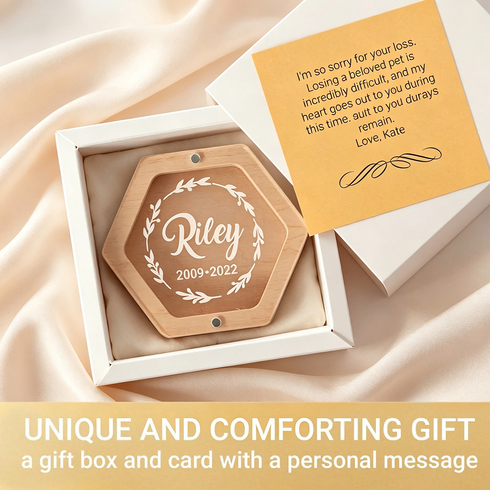 Personalized Pet Memorial Keepsake Box, Custom Dog Cat Hair Memorial Box, Pet Loss Gift, Wooden Memory Box with Name & Date