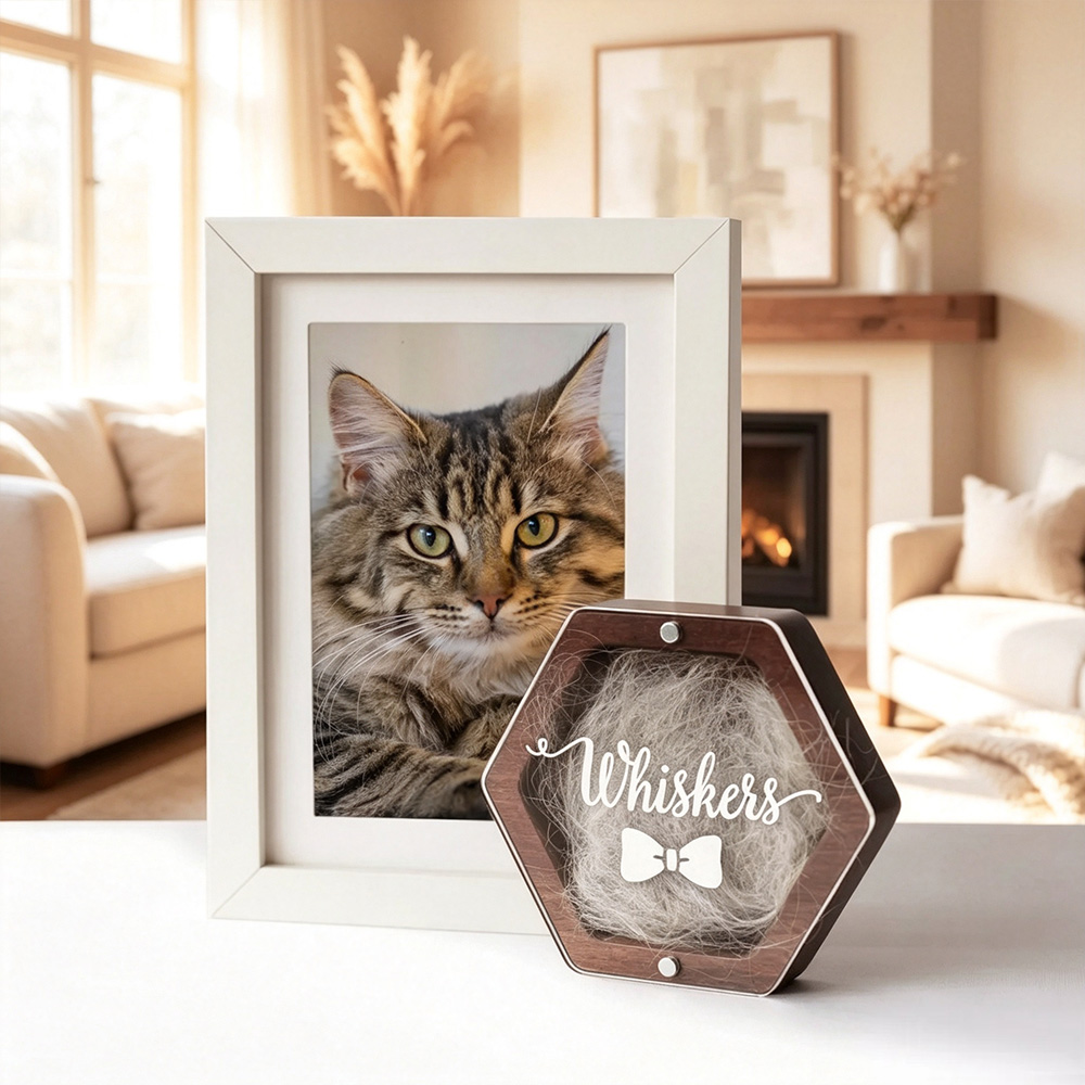 Personalized Pet Memorial Keepsake Box, Custom Dog Cat Hair Memorial Box, Pet Loss Gift, Wooden Memory Box with Name & Date