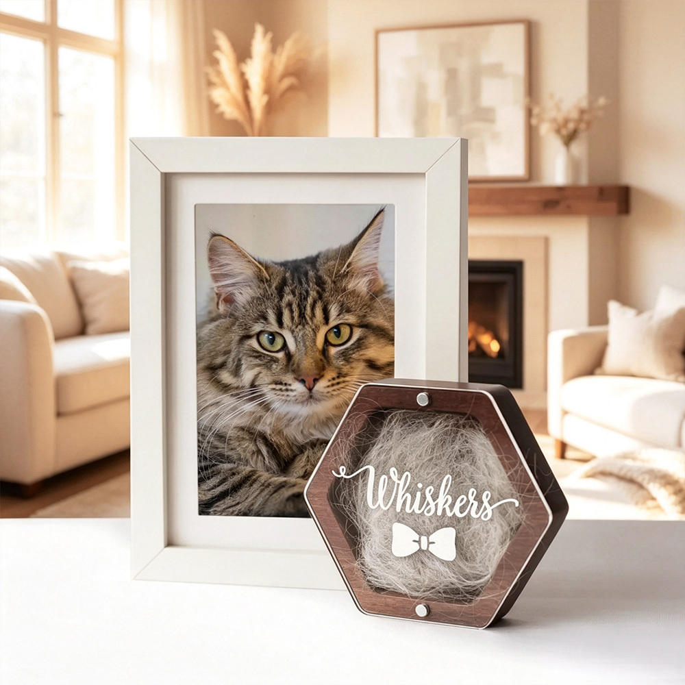 Personalized Pet Memorial Keepsake Box, Custom Dog Cat Hair Memorial Box, Pet Loss Gift, Wooden Memory Box with Name & Date