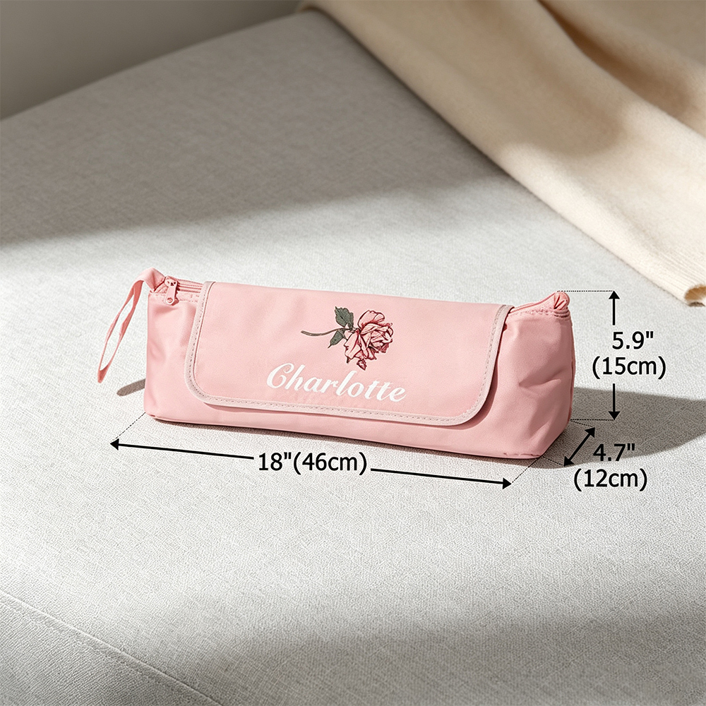 Personalized Birth Flower Hair Tool Storage Case with Name, Portable Heat Resistant Travel Bag for Curling Iron & Straightener Gift for Women