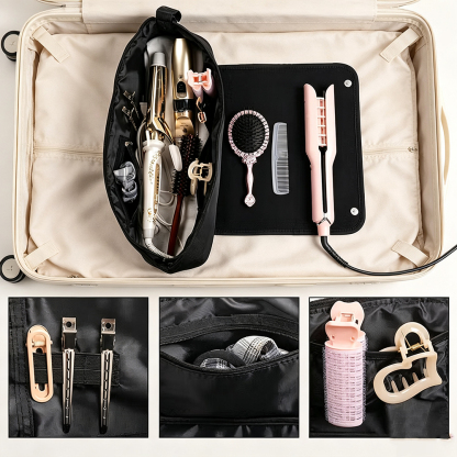 Personalized Birth Flower Hair Tool Storage Case with Name, Portable Heat Resistant Travel Bag for Curling Iron & Straightener Gift for Women