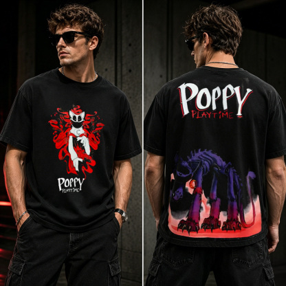 Poppy Playtime Nightmare Beast Graphic T-Shirt – Horror Gaming Oversized Tee