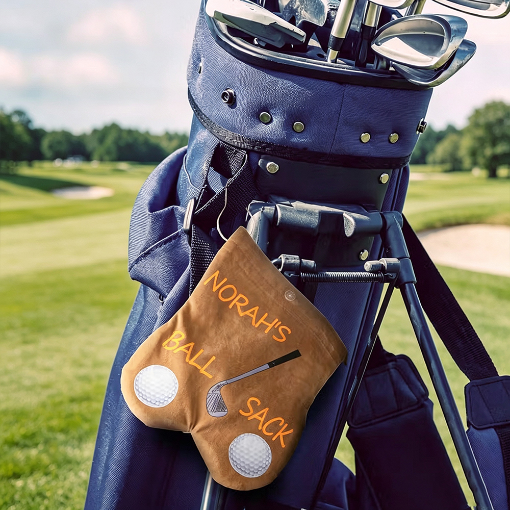 Personalized Funny Golf Ball Bag, Custom Flannel Golf Ball Pouch with Name, Golf Gift for Dad, Husband & Golf Lovers