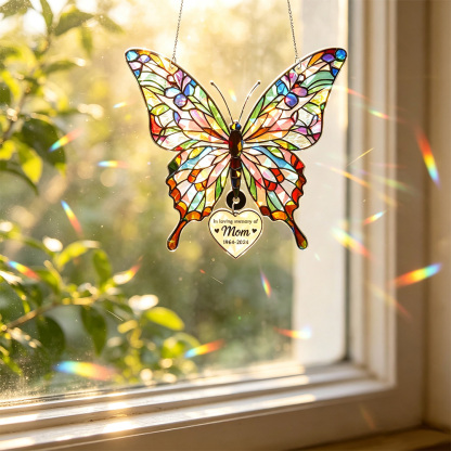 Personalized Butterfly Memorial Suncatcher, Custom Window Hanging, Deeply Missed Keepsake, Sympathy Gift in Memory of a Loved One