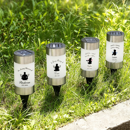 Personalized Angel Wing Memorial Solar Garden Light with Name and Date, Outdoor Garden Decor Sympathy Gift for Loved Ones