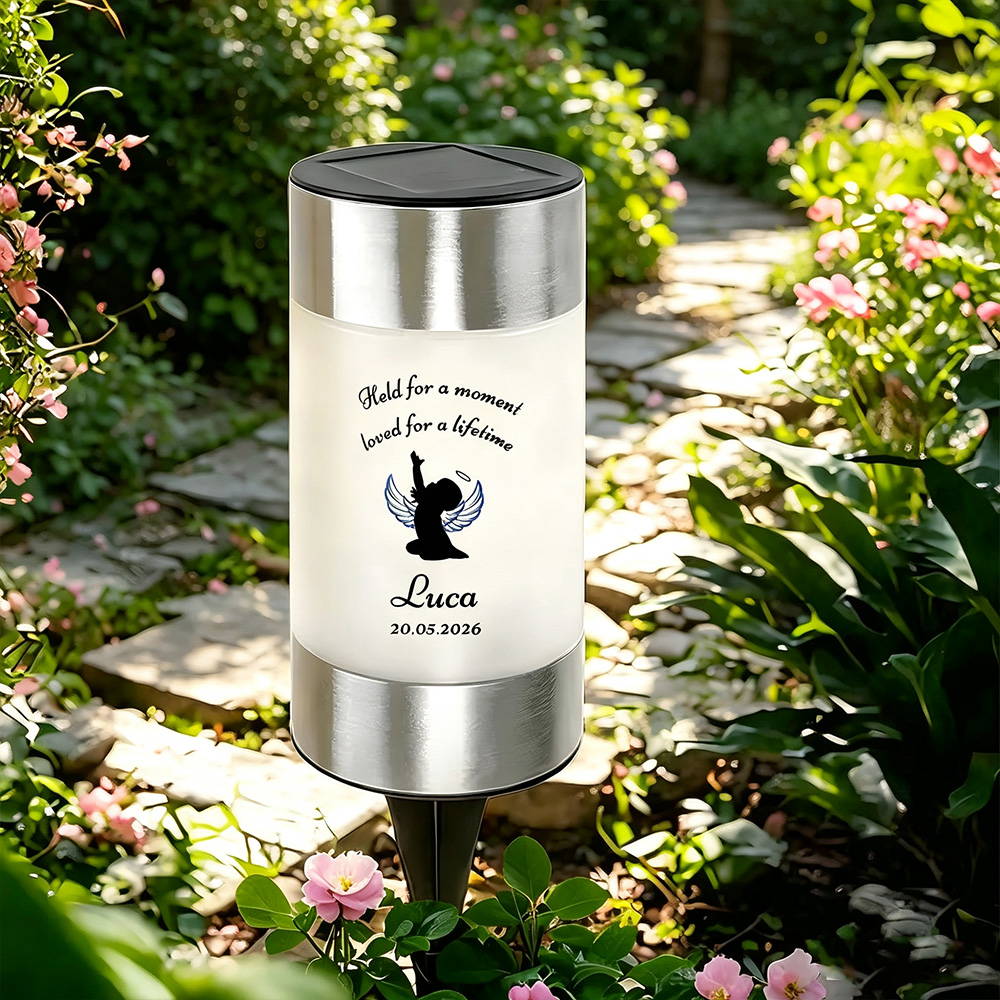 Personalized Angel Wing Memorial Solar Garden Light with Name and Date, Outdoor Garden Decor Sympathy Gift for Loved Ones