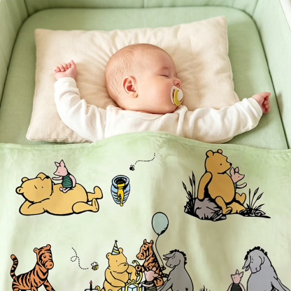 Personalized Woodland Bear & Friends Baby Blanket, Custom Name Soft Fleece Throw, Nursery Swaddle Blanket, Baby Shower Gift for Newborn Boys Girls