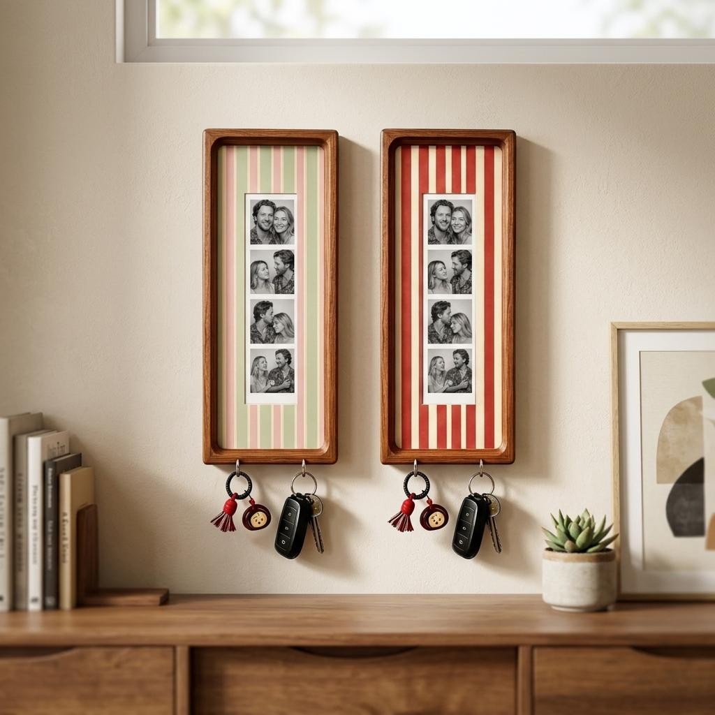 Personalized Wooden Photo Key Holder Custom Film Strip Photo Display