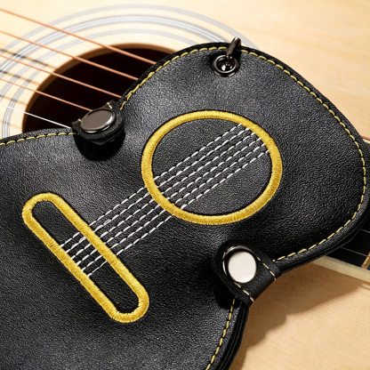 Personalized Guitar Pick Holder, Guitar-Shaped Leather Pick Case with Custom Name & Keychain, Gift for Guitar Lovers