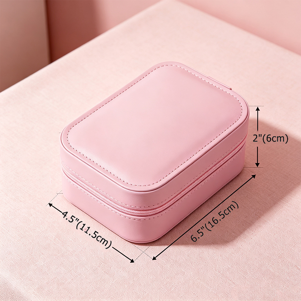Personalized Birth Flower Leather Travel Jewelry Box with Name & LED Lighted Makeup Mirror, Custom Portable Jewelry Organizer Birthday Gift for Women