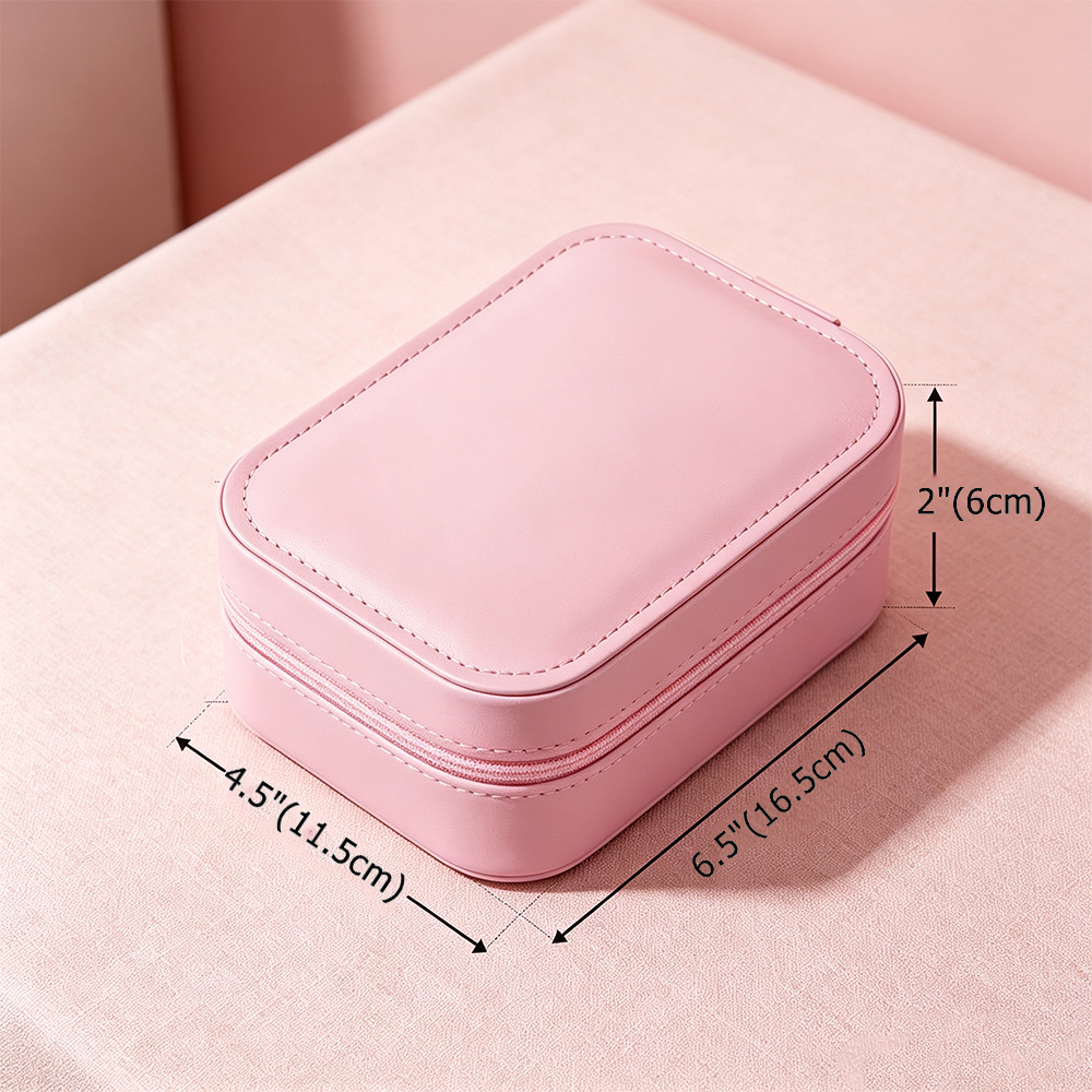 Personalized Birth Flower Leather Travel Jewelry Box with Name & LED Lighted Makeup Mirror, Custom Portable Jewelry Organizer Birthday Gift for Women