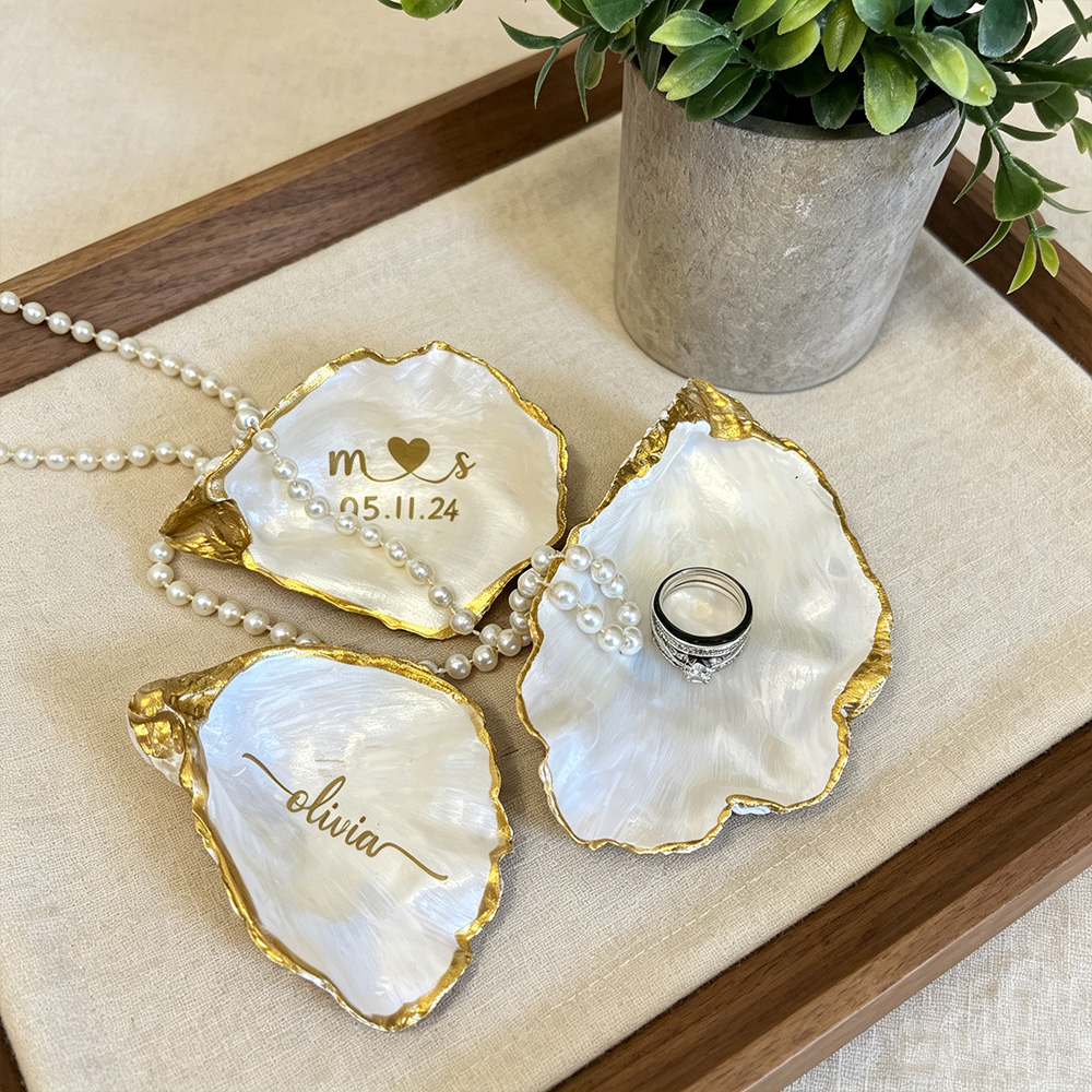 Personalized Seashell Ring Dish – Custom Wedding Keepsake Gift for Her