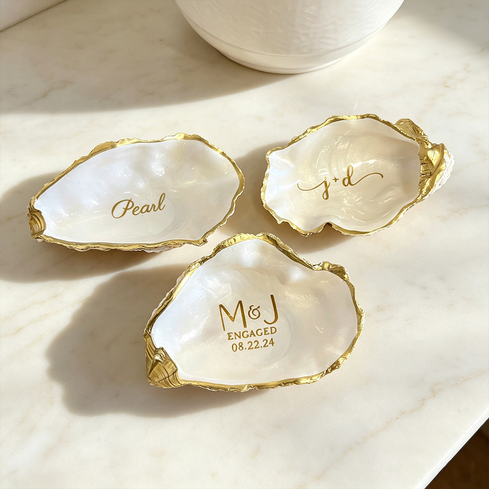 Personalized Seashell Ring Dish – Custom Wedding Keepsake Gift for Her