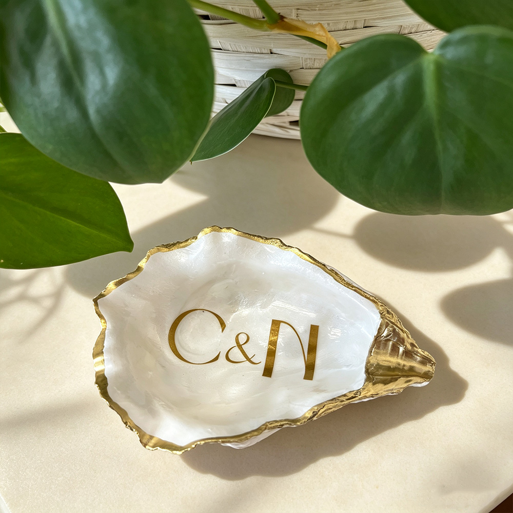 Personalized Seashell Ring Dish – Custom Wedding Keepsake Gift for Her