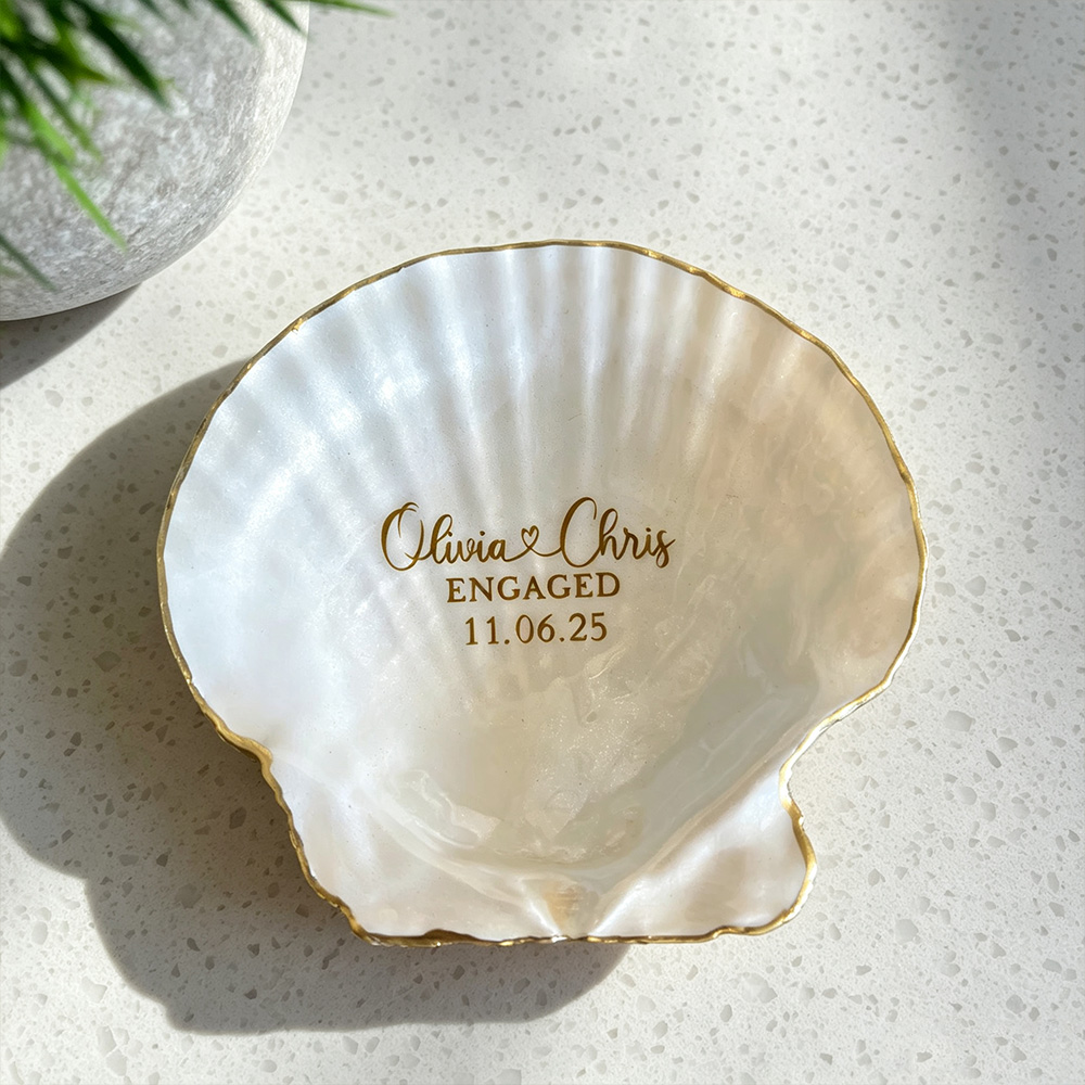 Personalized Seashell Ring Dish – Custom Wedding Keepsake Gift for Her