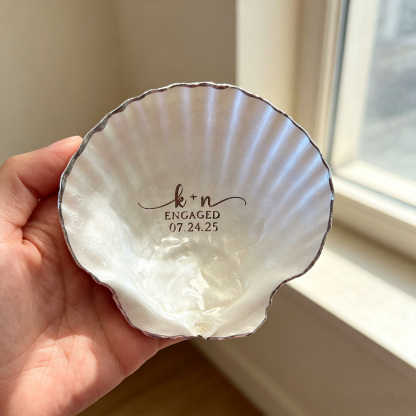 Personalized Seashell Ring Dish – Custom Wedding Keepsake Gift for Her