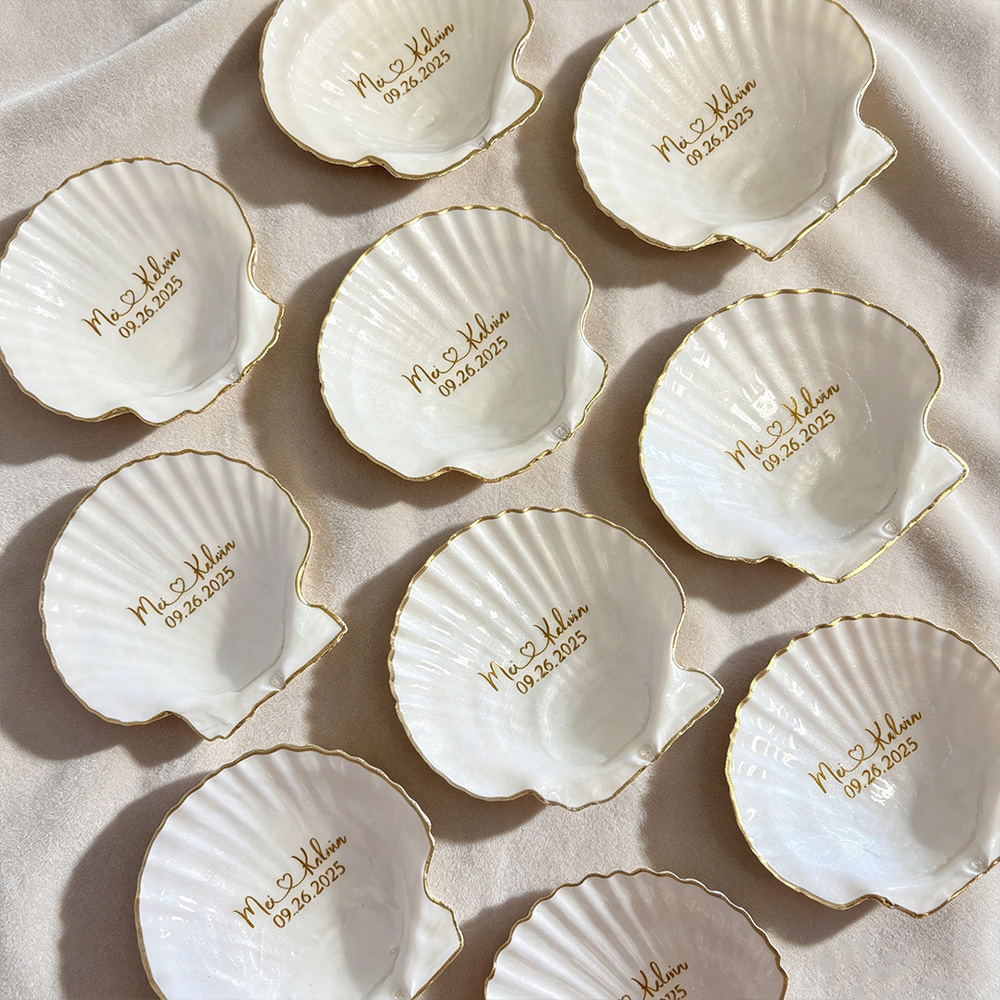 Personalized Seashell Ring Dish – Custom Wedding Keepsake Gift for Her