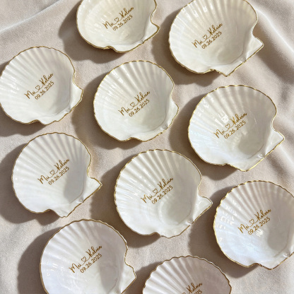 Personalized Seashell Ring Dish – Custom Wedding Keepsake Gift for Her