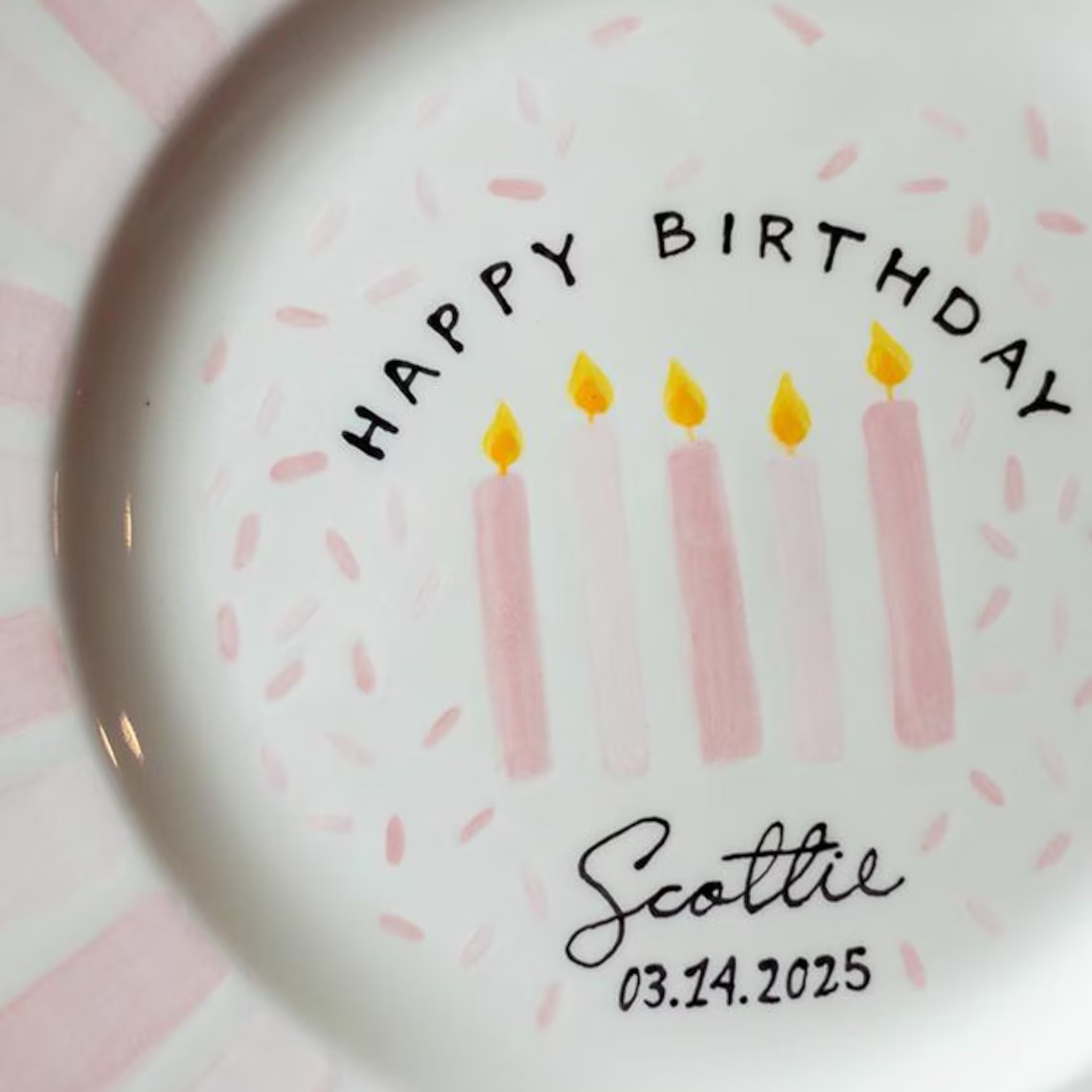 Personalized Birthday Plate – Hand Painted Ceramic Keepsake Plate for Girls