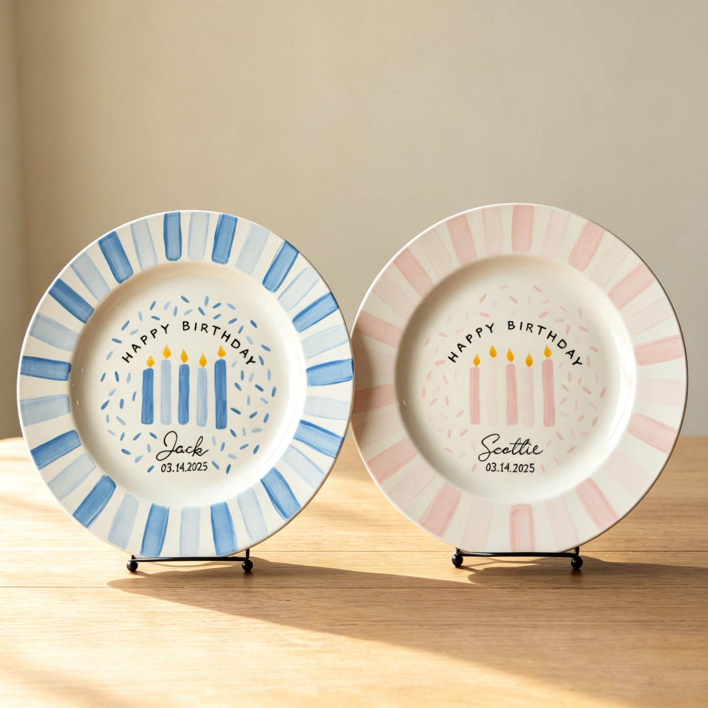 Personalized Birthday Plate – Hand Painted Ceramic Keepsake Plate for Girls