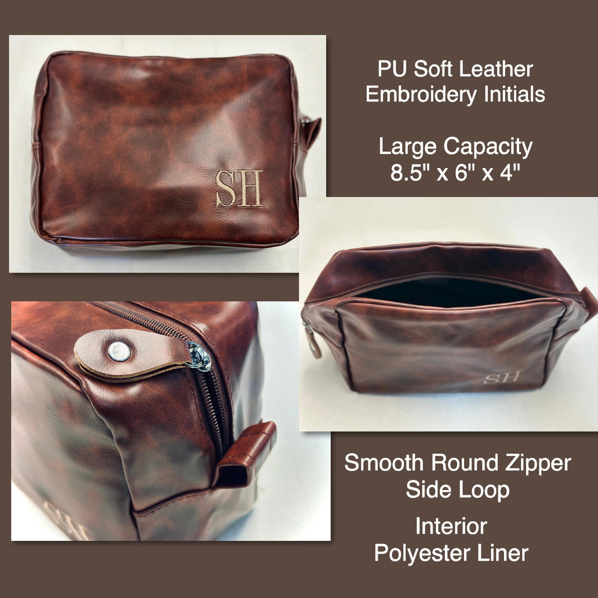 Personalized Leather Dopp Kit – Custom Groomsmen Gift Bag for Wedding & Travel