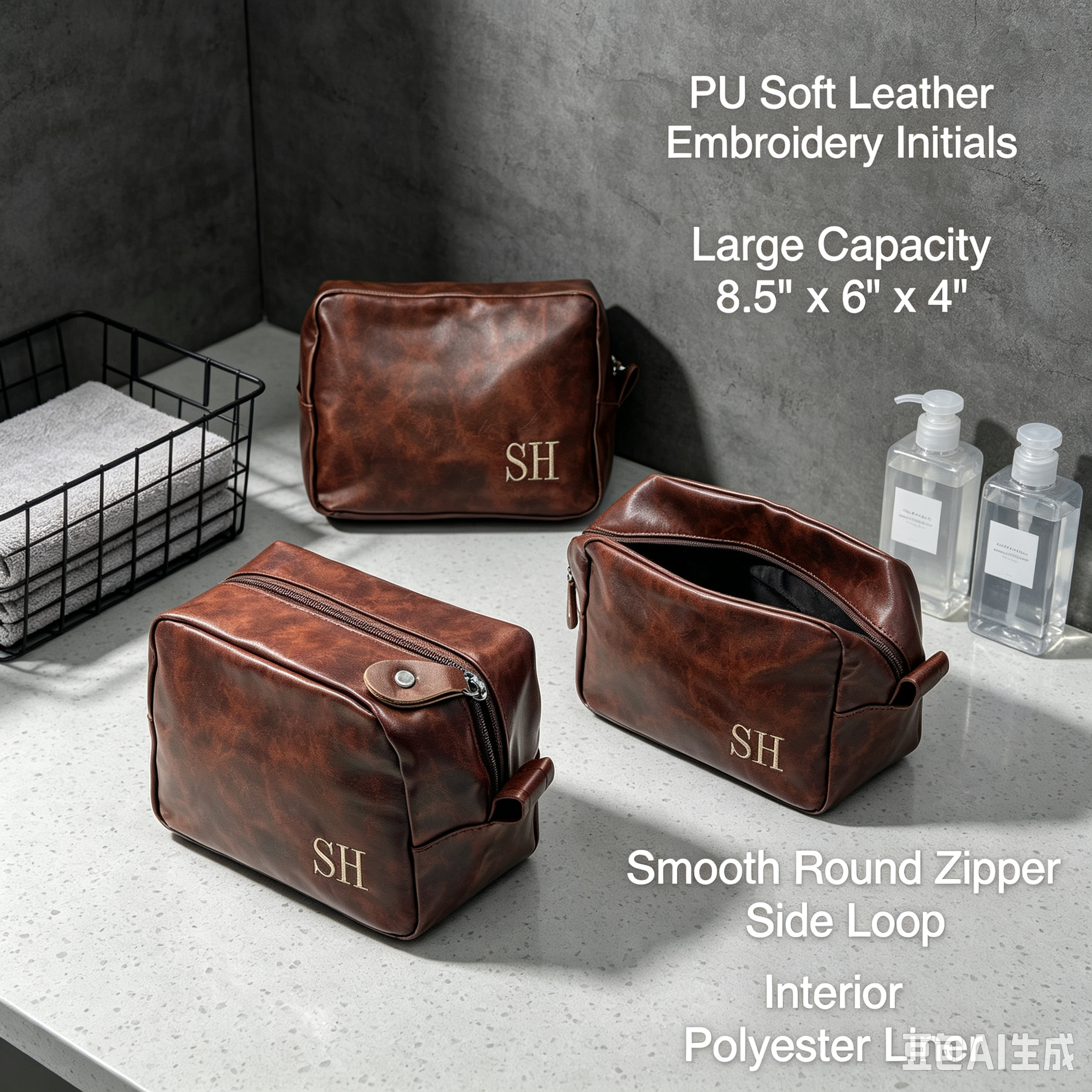 Personalized Leather Dopp Kit – Custom Groomsmen Gift Bag for Wedding & Travel