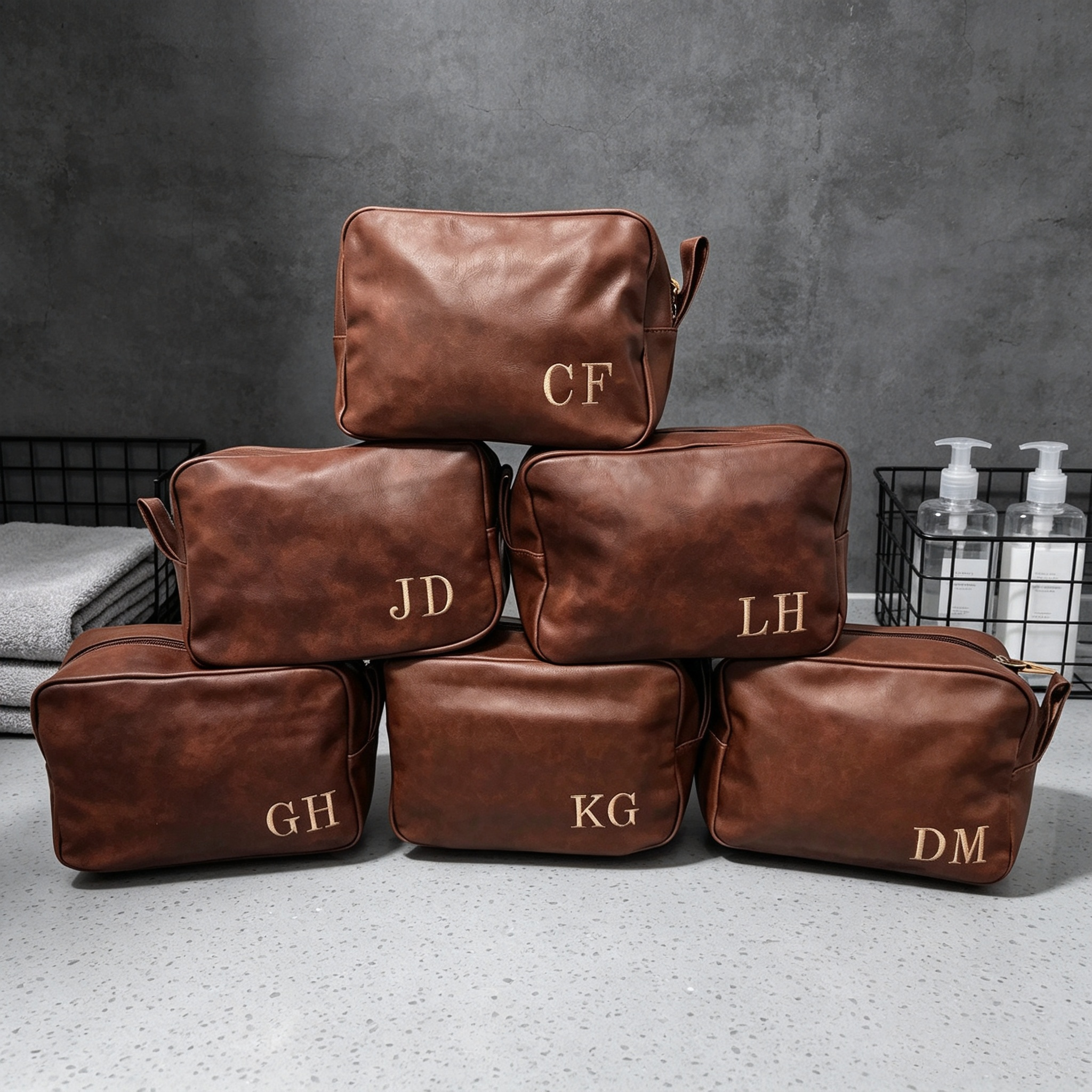Personalized Leather Dopp Kit – Custom Groomsmen Gift Bag for Wedding & Travel