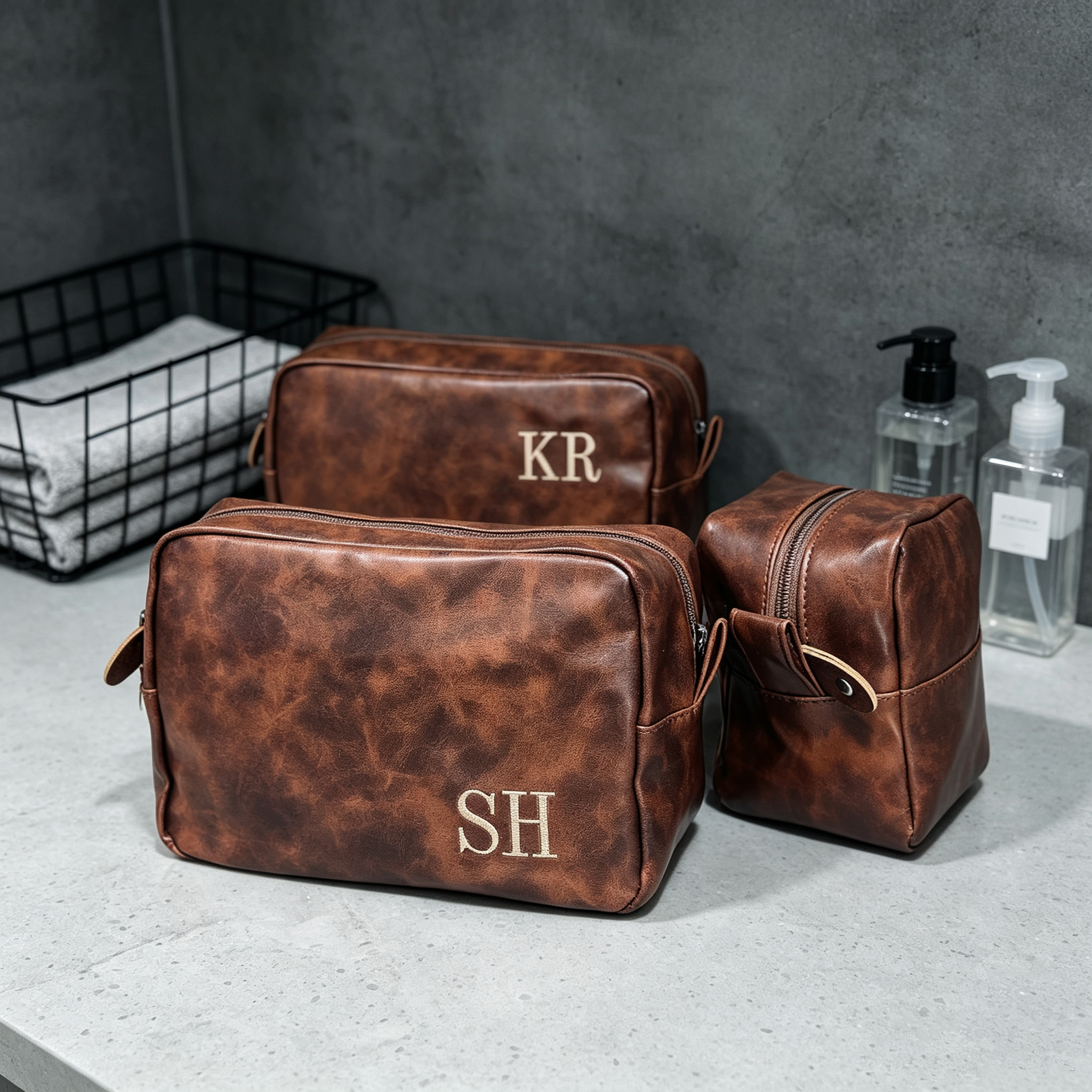 Personalized Leather Dopp Kit – Custom Groomsmen Gift Bag for Wedding & Travel