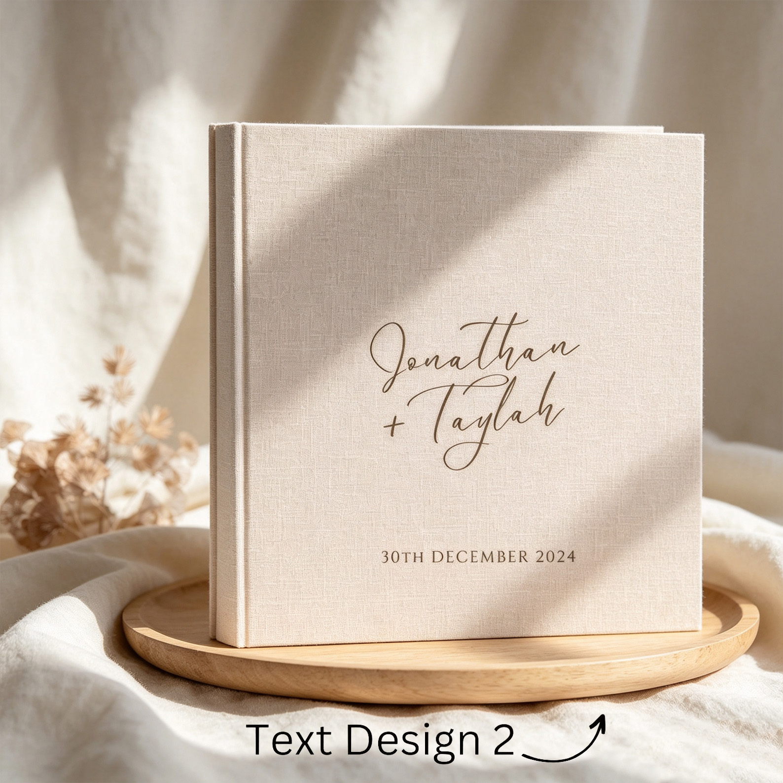 Personalized Linen Wedding Photo Album, Custom Couple Name & Date Keepsake Album, Anniversary Gift for Husband Wife