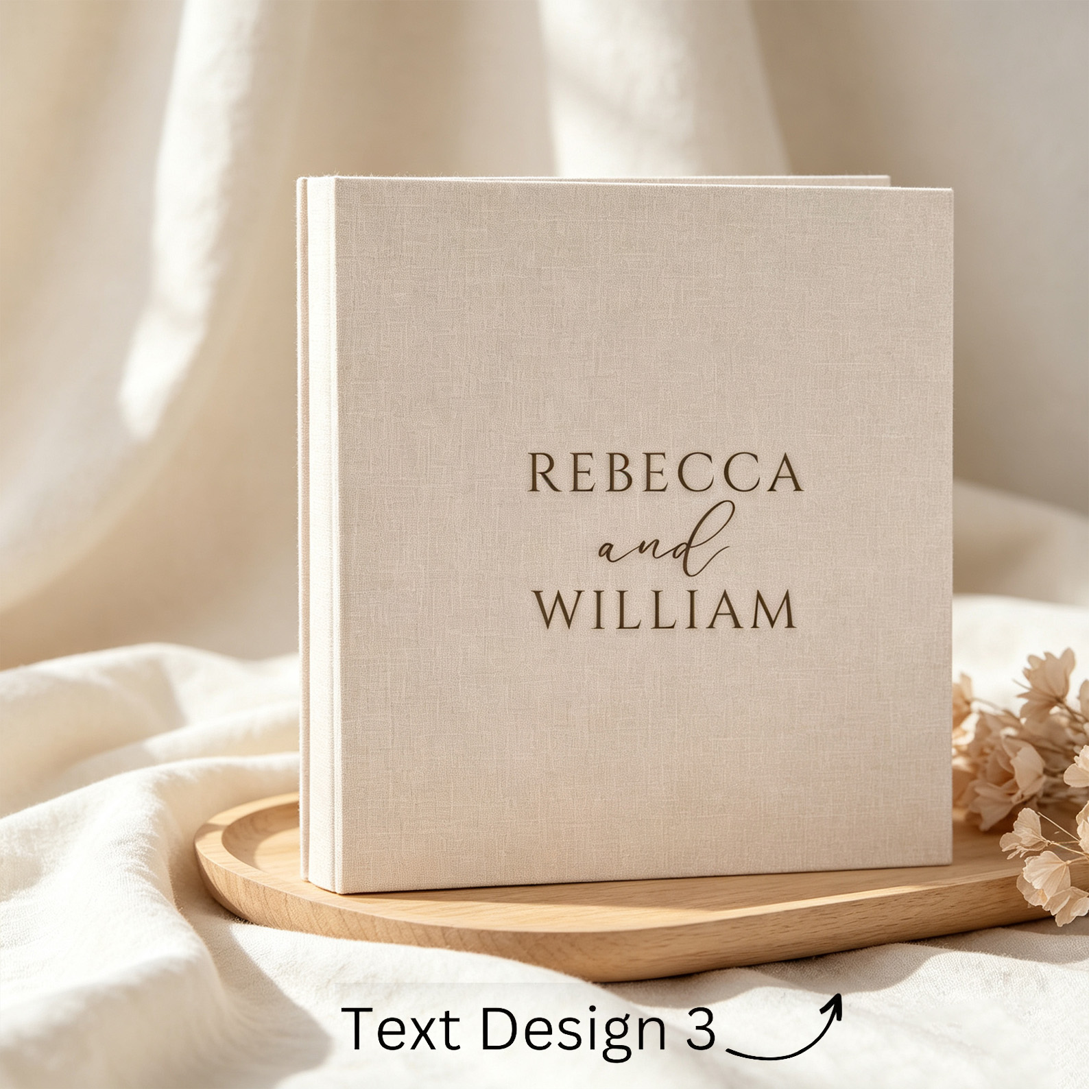 Personalized Linen Wedding Photo Album, Custom Couple Name & Date Keepsake Album, Anniversary Gift for Husband Wife