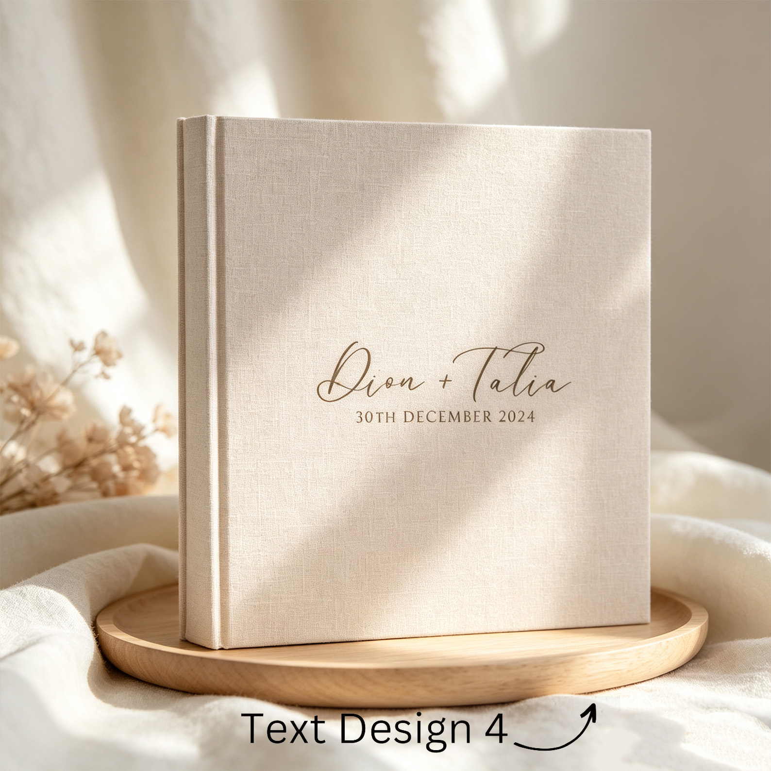 Personalized Linen Wedding Photo Album, Custom Couple Name & Date Keepsake Album, Anniversary Gift for Husband Wife