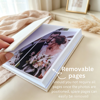 Personalized Linen Wedding Photo Album, Custom Couple Name & Date Keepsake Album, Anniversary Gift for Husband Wife