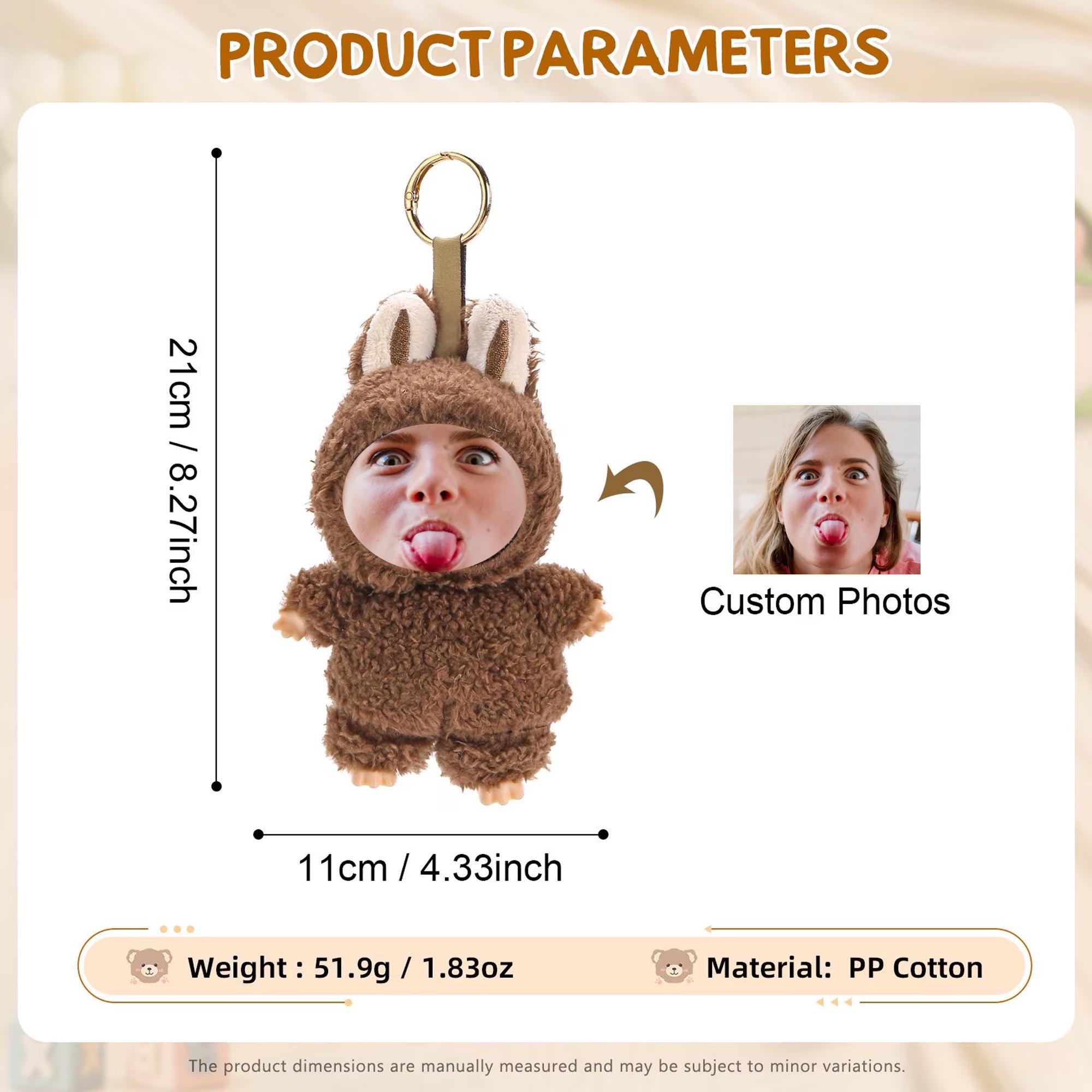 Custom Photo Face Plush Keychain, Personalized Funny Doll Keychain, Custom Face Gift for Friends, Cute Photo Keepsake Gift