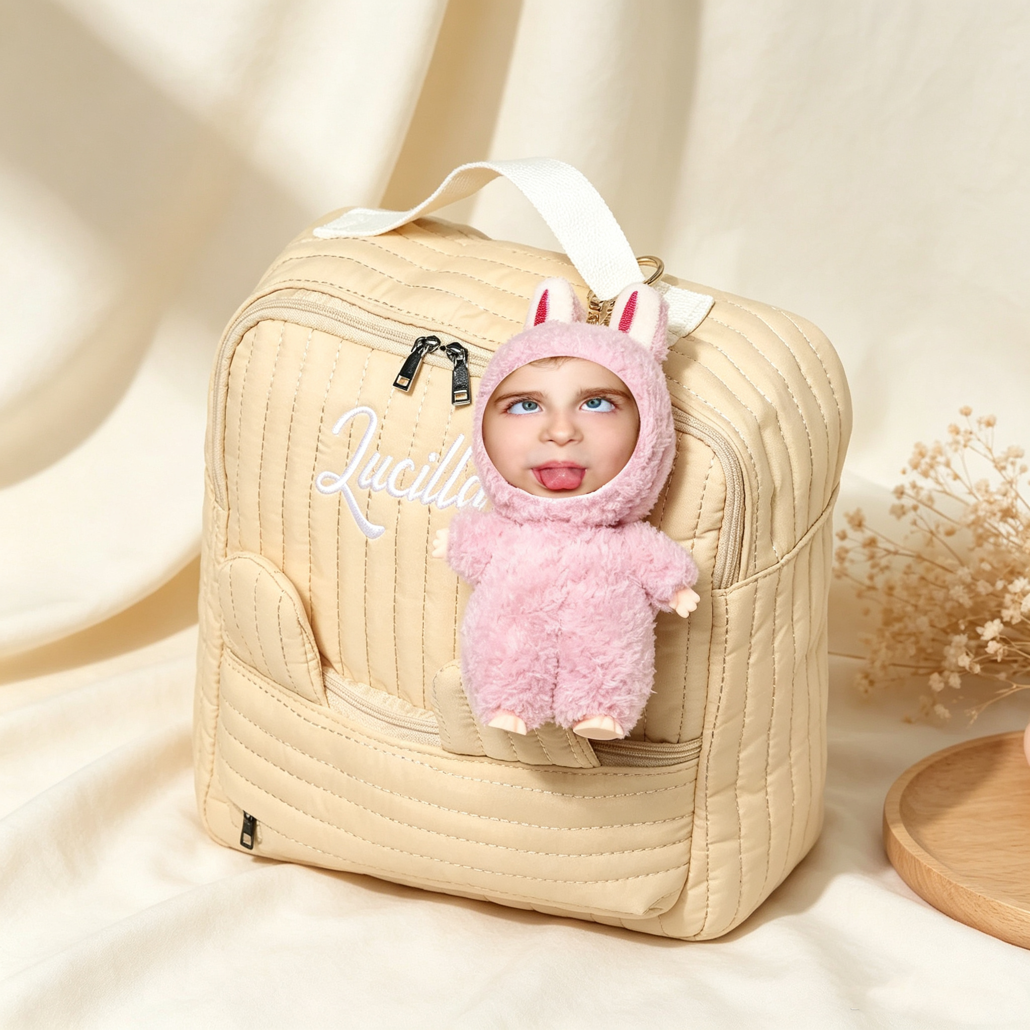 Custom Photo Face Plush Keychain, Personalized Funny Doll Keychain, Custom Face Gift for Friends, Cute Photo Keepsake Gift