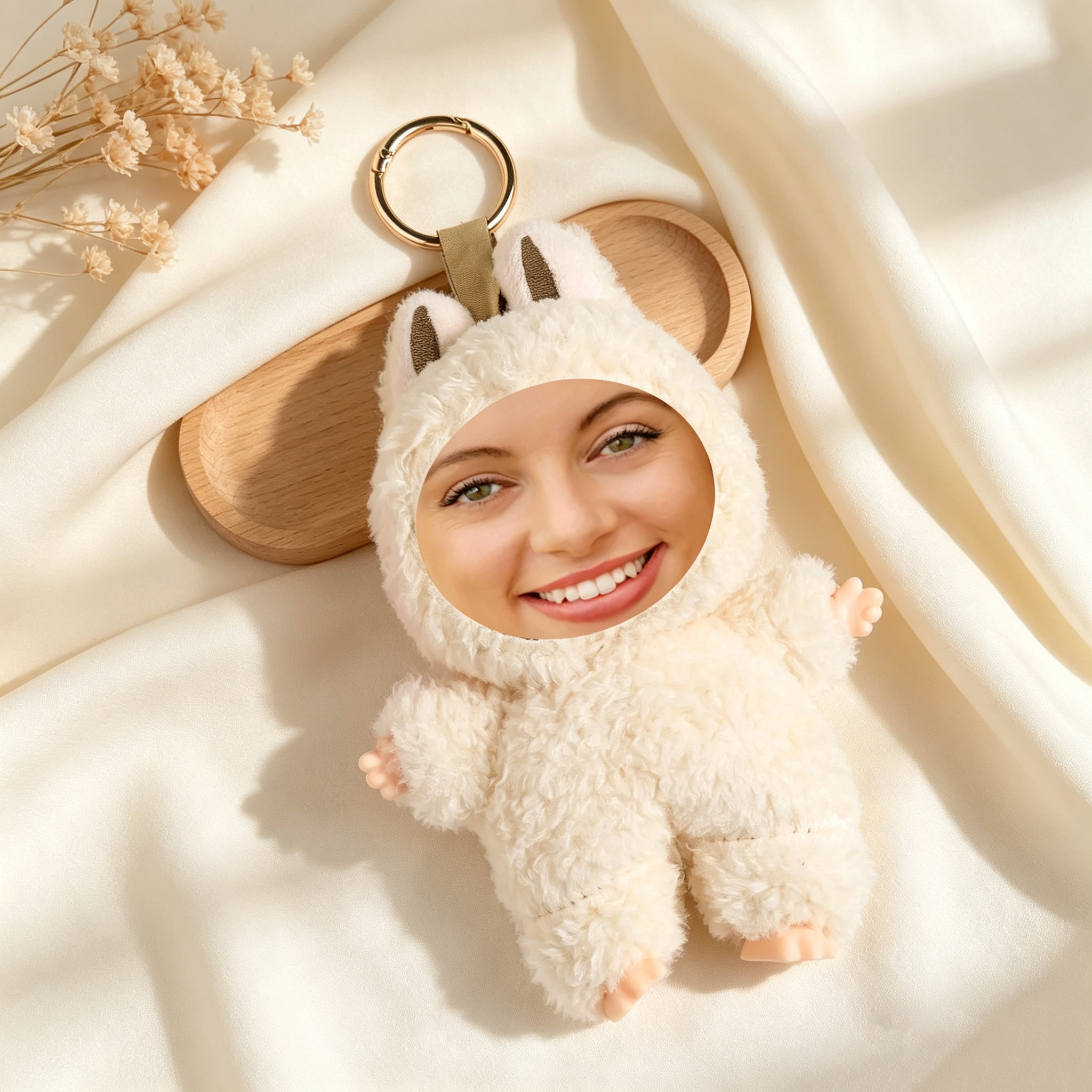 Custom Photo Face Plush Keychain, Personalized Funny Doll Keychain, Custom Face Gift for Friends, Cute Photo Keepsake Gift